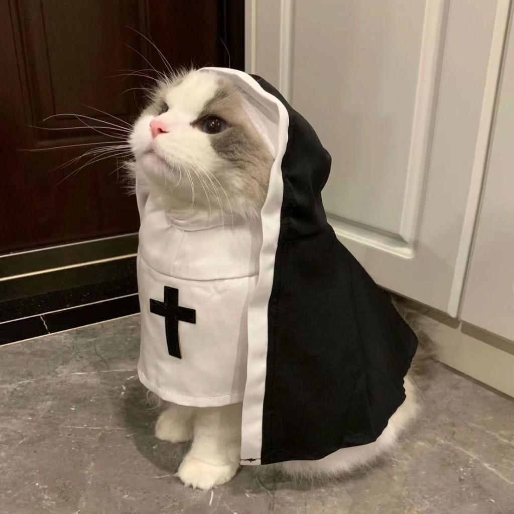 Nun Style Pet Costume Breathing Material Fun Photo Prop For Small And Medium Pets
