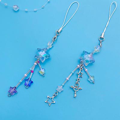 Kawaii Sweet Star Bow Phone Charms Подвеска Милая Бабочка Бисерный Брелок Ручной Работы Для Женщин Девочек Сумка Украшения Подарки