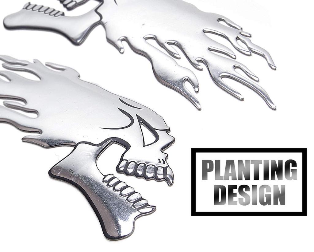 Goods Land GD-STDKR-RD Универсальная 3D наклейка Череп Череп Мотоцикл Бак 3D Декаль Наклейка для Автомобилей Автомобили Крутая Стильная Хромированная