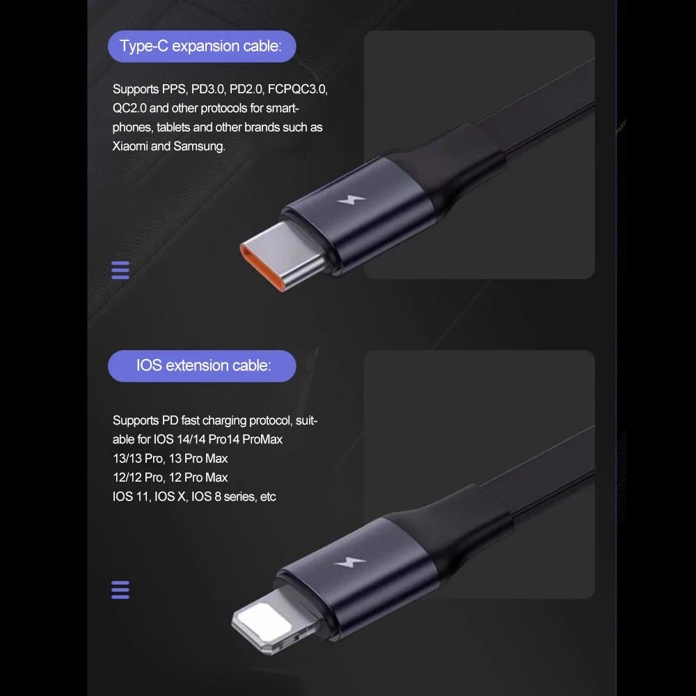 Retractable Car Charger 4 in 1 Mech-Style Fast Charging Car Phone Charger 65W Cell Phone Charger for Car Compatible with iPhone