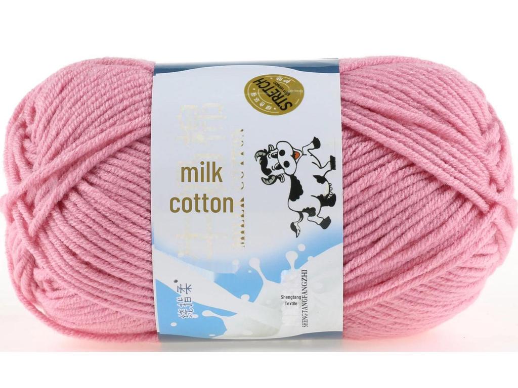 Комплект из 5 нитей детской шерстяной шапки и шарфа из молочной хлопковой пряжи средней толщины, ручная работа