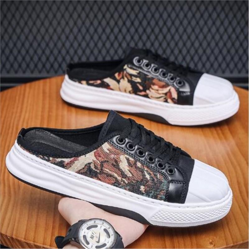 Летние новые дышащие тапочки baotou, мужская мода, повседневная парусиновая ленивая обувь на толстой подошве для студентов, мужская обувь D275