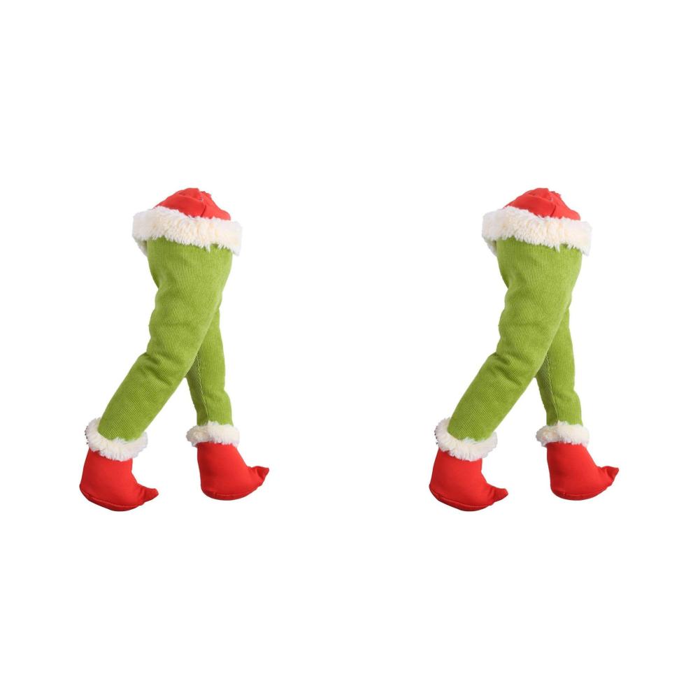 Christmas Elf Leg Decoration Xmas Tree Decoration Props Santa Claus Green Artificial Leg Children's Gift Christmas Home Decor