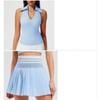 Womens Sporty Tennis Skirt Set With Built-in Bra Top Running Yoga Badminton Fitness Workout