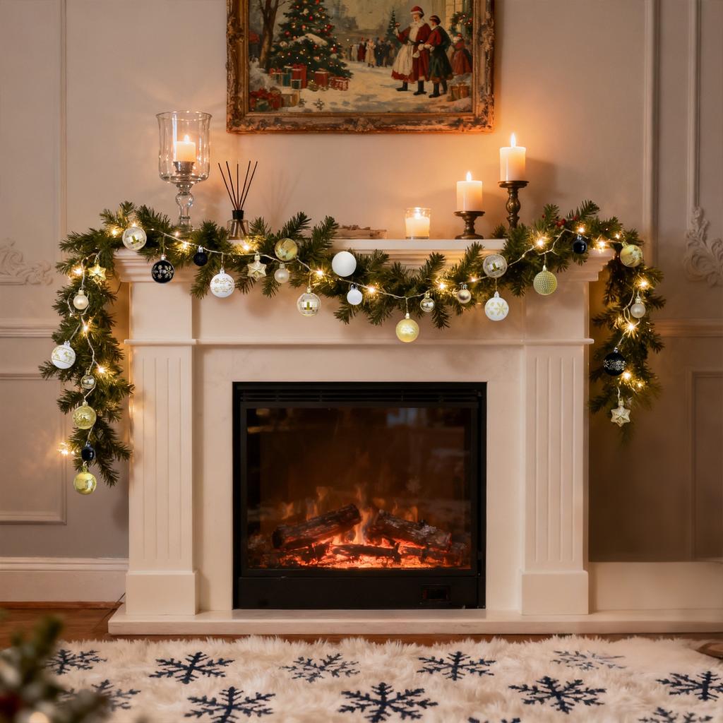 44pcs Christmas Tree Ornament Plastic Ball Decorations For DIY Crafts And Painted Designed Boxes Pendant