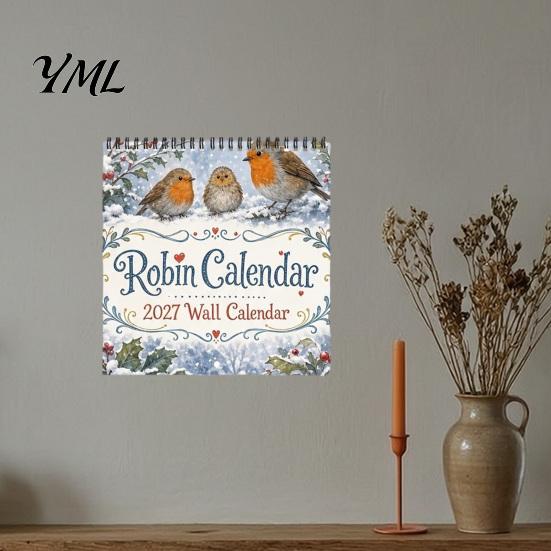 Important Date Reminder 2027 Bird Wall Calendar, 12-Month Monthly Planner for Home Office Kitchen, Festival Event Lunar Calendar with Beautifully