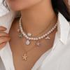 Pearl Shell Multilayer Necklace Conch Shell Clavicle Necklace Trendy Starfish Choker  Summer