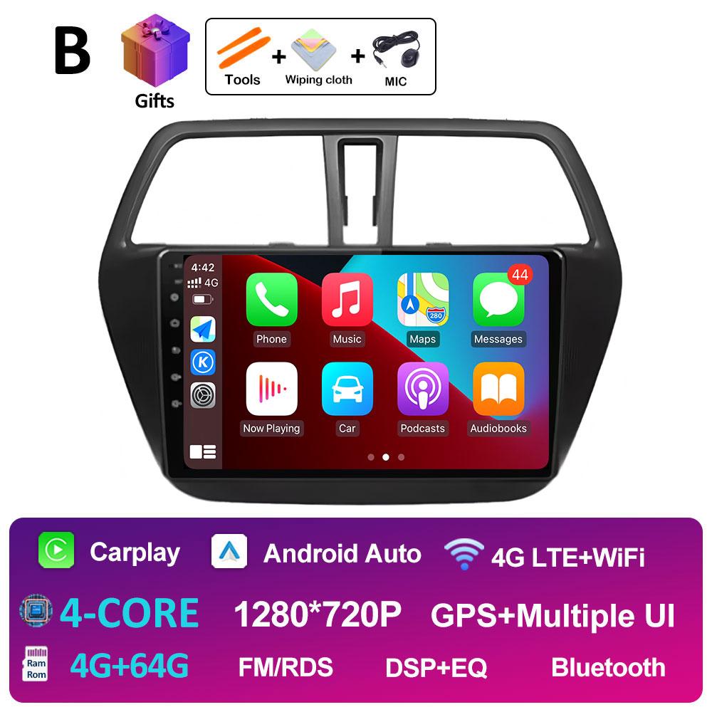Умная система Android 14 для Suzuki SX4 S-Cross 2014 2015 2016 2017 беспроводной Carplay Bluetooth QLED IPS экран WIFI авто инструменты 4G