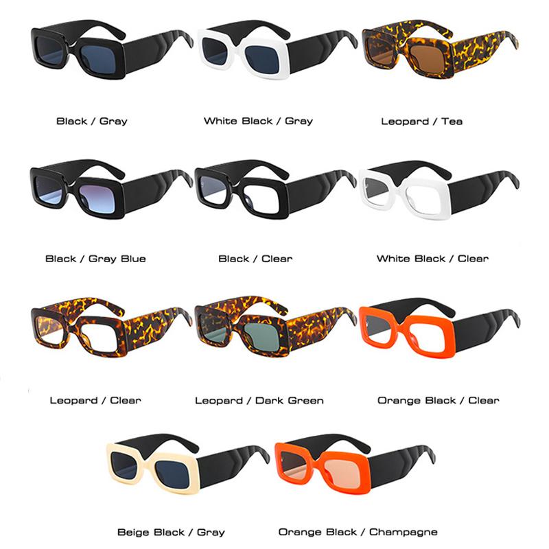 SHAUNA Fashion Square Sunglasses Women Clear Colorful Eyewear Shades UV400 Men Trending Retro Wide Legs Sun Glasses