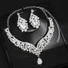 2Pcs/set Elegant Bridal Necklaces Earrings Shining Necklace Earrings Set  Women