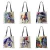 Women Canvas Shoulder Bag Shopper Casual Grocery Handbag Print Horse Vintage Large Capacity Tote Books Bag