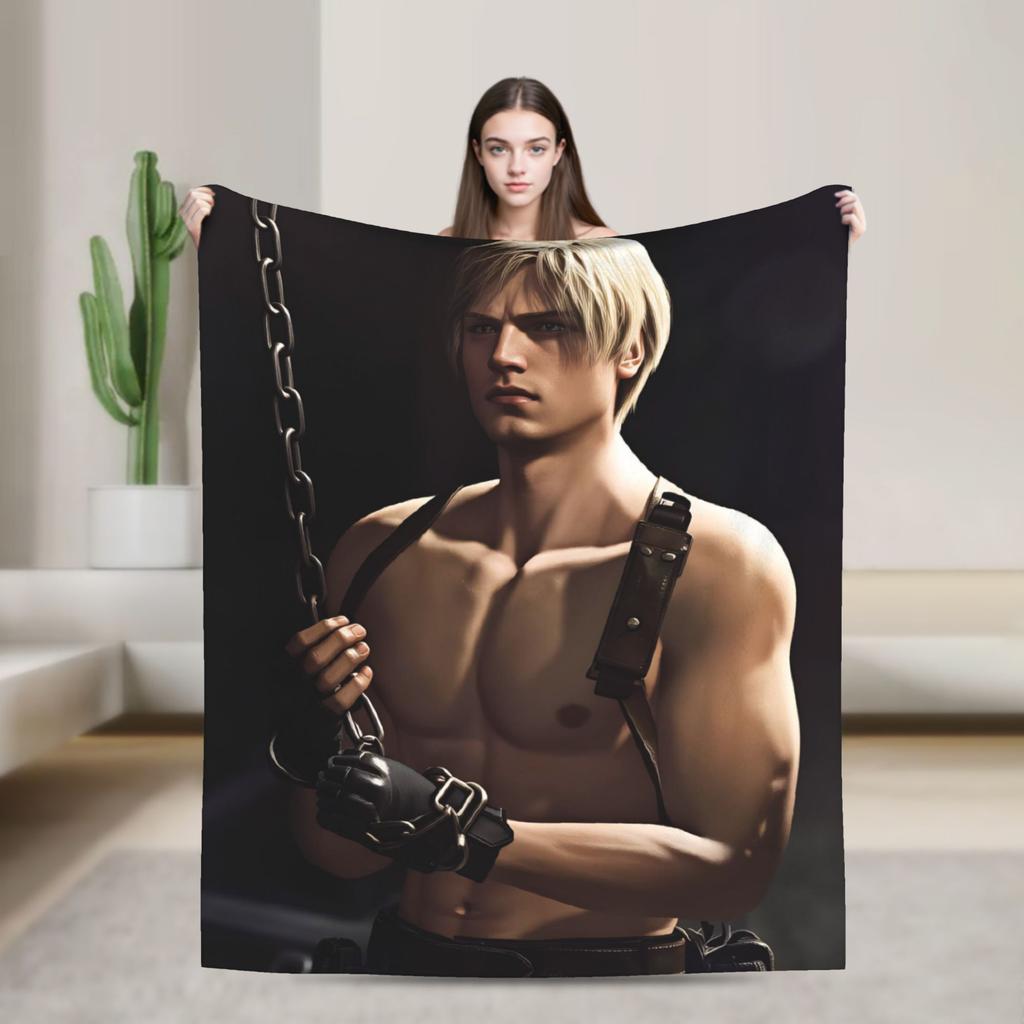 Leon Kennedy Throw Blanket Super Soft Funny Blanket For Couch Chair Travel Flannel Bedspread Bed Cover