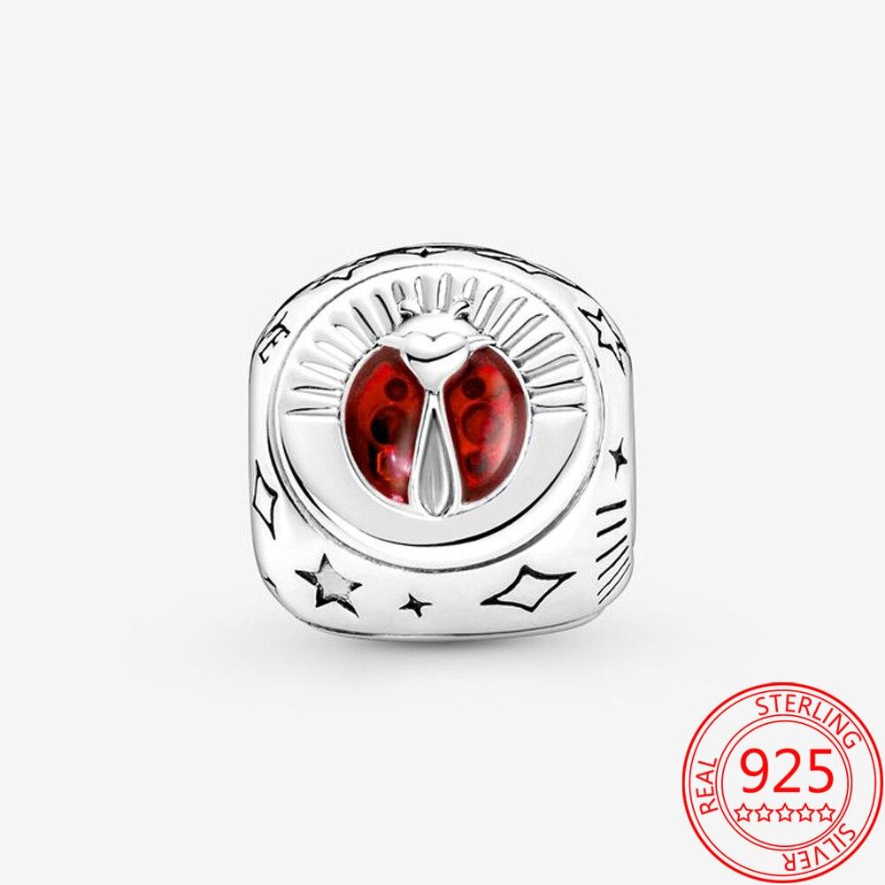 Новые подвески-ювелирные изделия с клевером, подковой и божьей коровкой, трехсторонние подвески, подходящие для модного браслета из стерлингового серебра 925 пробы, подвески-ювелирные изделия своими руками