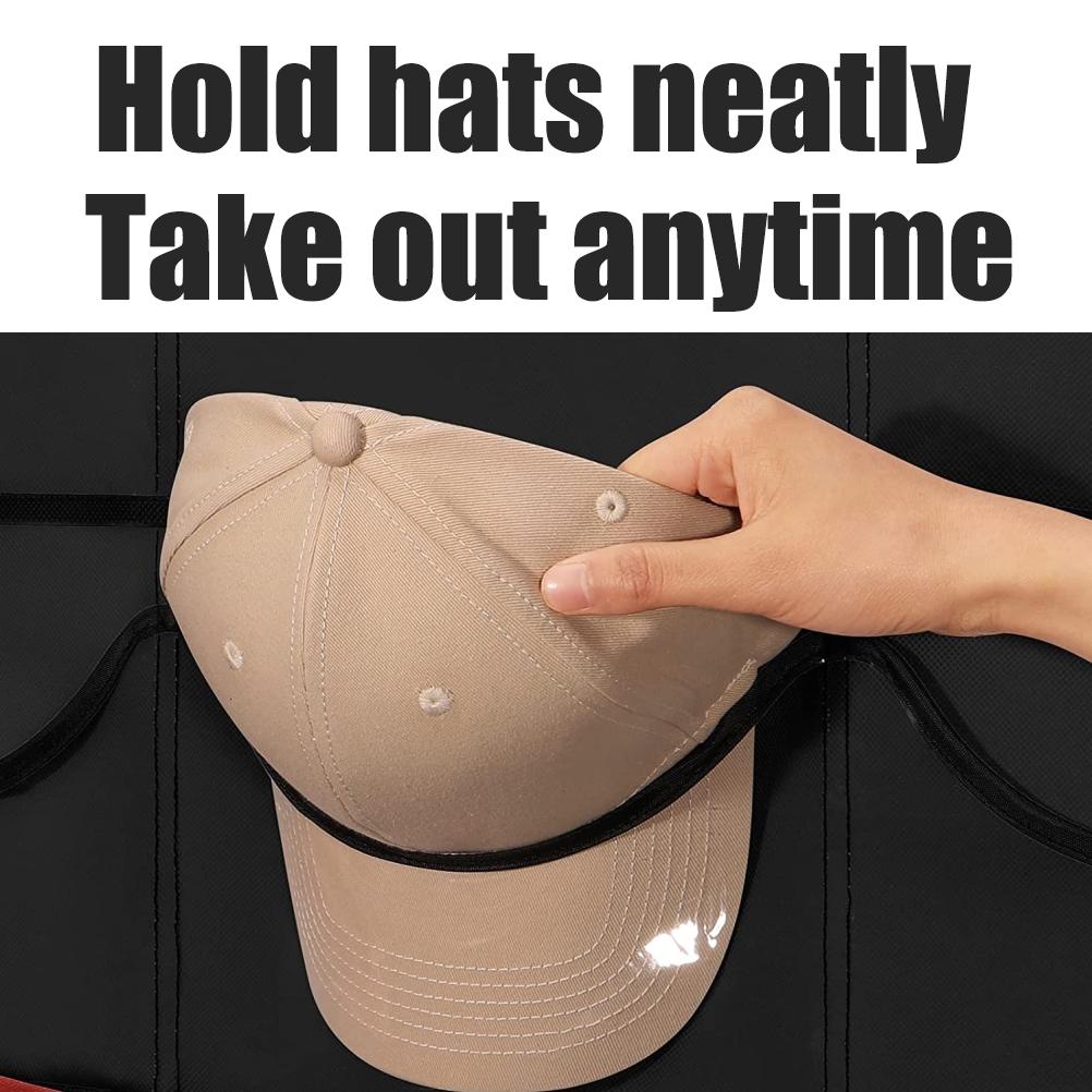 24 Pockets Hat Rack for Baseball Hat Organizer Hanging Hat Storage Holder for Closet Wall