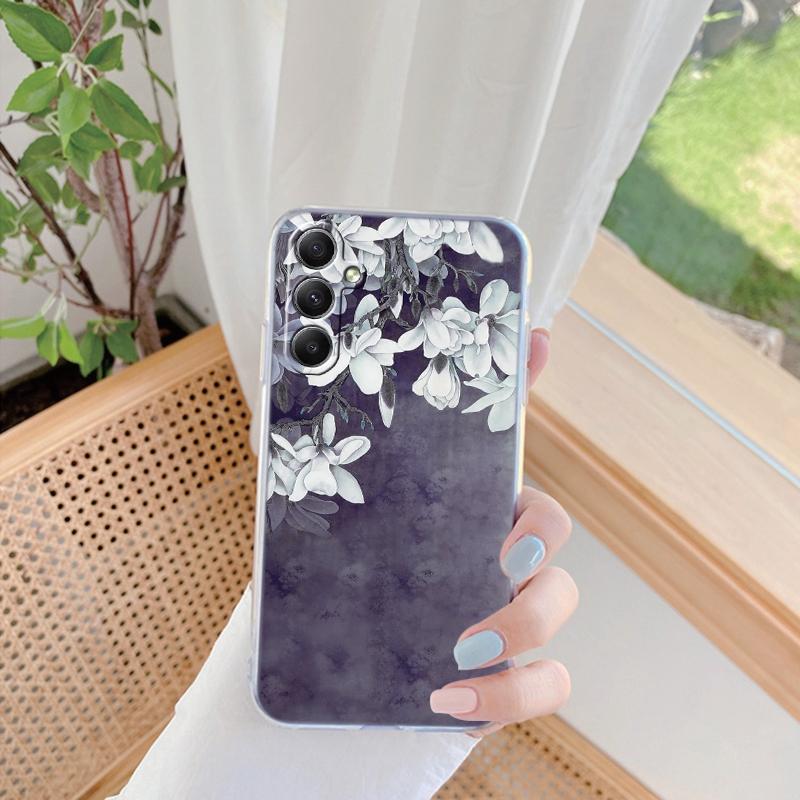 Мягкий силиконовый чехол Flower для Xiaomi Redmi Note 13 Pro 13C Poco C65 Samsung A35 A55 M35 S24 Huawei Honor 200 iPhone Camera Защитный противоударный чехол