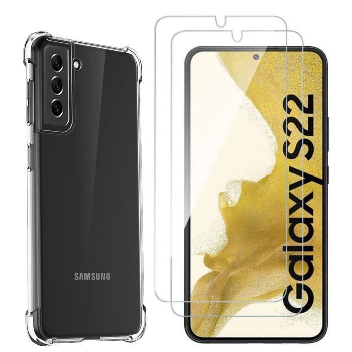 Coque antichoc pour Samsung Galaxy S22 5G et 2 Verres Trempé Film Protection Ecran Phonillico®