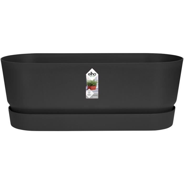 ELHO Jardiniere ovale GREENVILLE - Ø49 x 19,8 x 18,4 cm - Plastique recyclé - Résistant au gel - Noir