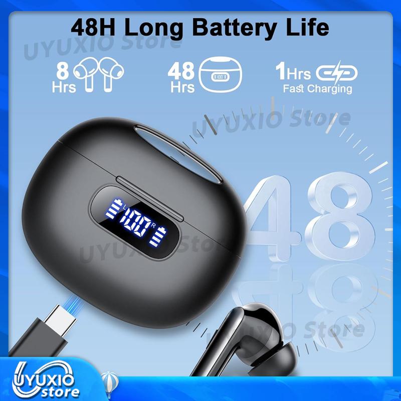UYUXIO AI Languages Translator Earbuds with Screen Real Time Translation Headphones with 144 Languages Noise Cancelling
