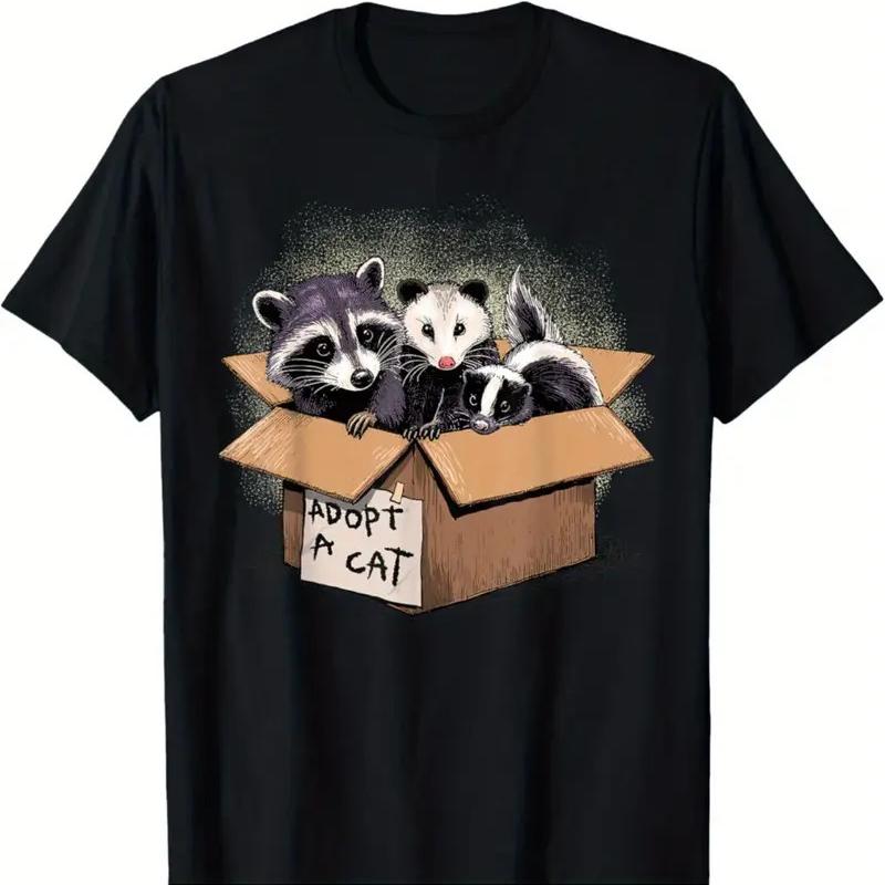 Adopt A CaT T-shirt Raccoon Opossum Skunk Street