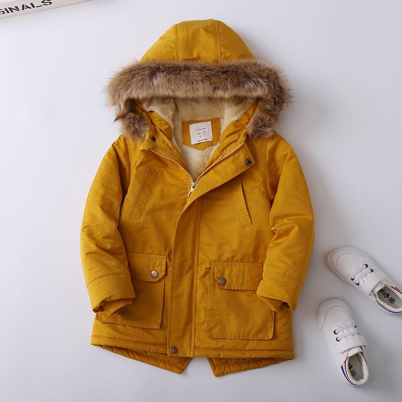 Boys Coats Velvet and Thickened 2024 Winter Fashion Hooded Jacket Boys' Clothing Children Cotton-padded Jackets