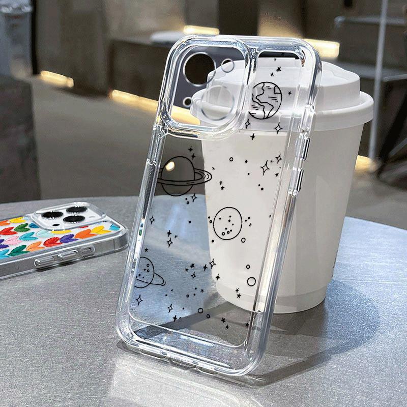 Прозрачный чехол с цветочным принтом для iPhone 16 15 14 11 Pro Max 13 12 Mini 15 14 Plus XR Xs Max 7 8, защита объектива, ударопрочный цветной силиконовый чехол