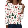 Women's Fashion Casual Christmas Printed Round Neck Long Sleeve Pullover Top