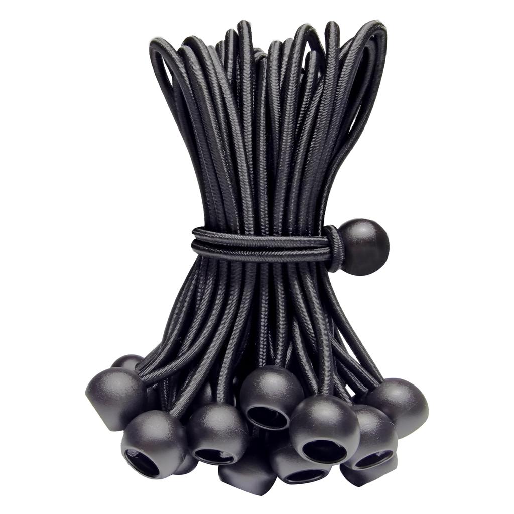 Bungee Cords with Balls 35PCS, 6 Inch Heavy Duty Ball Bungees for Canopy Tarp, Tent, Outdoor, Black Elastic Ties for Secure Hold
