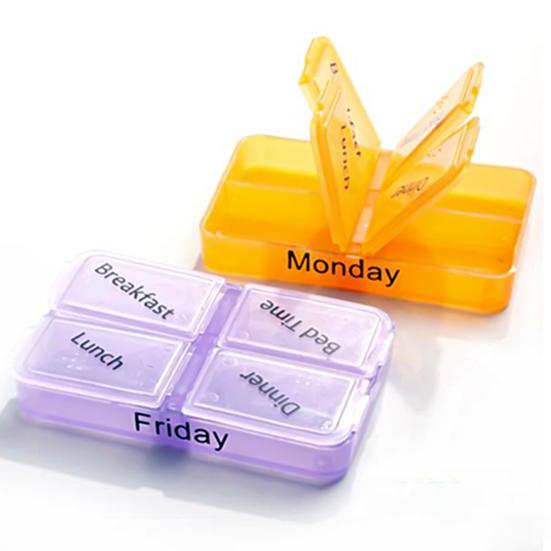 28 Grids Pill Container 7-Day Colorful Durable Detachable Pill Container