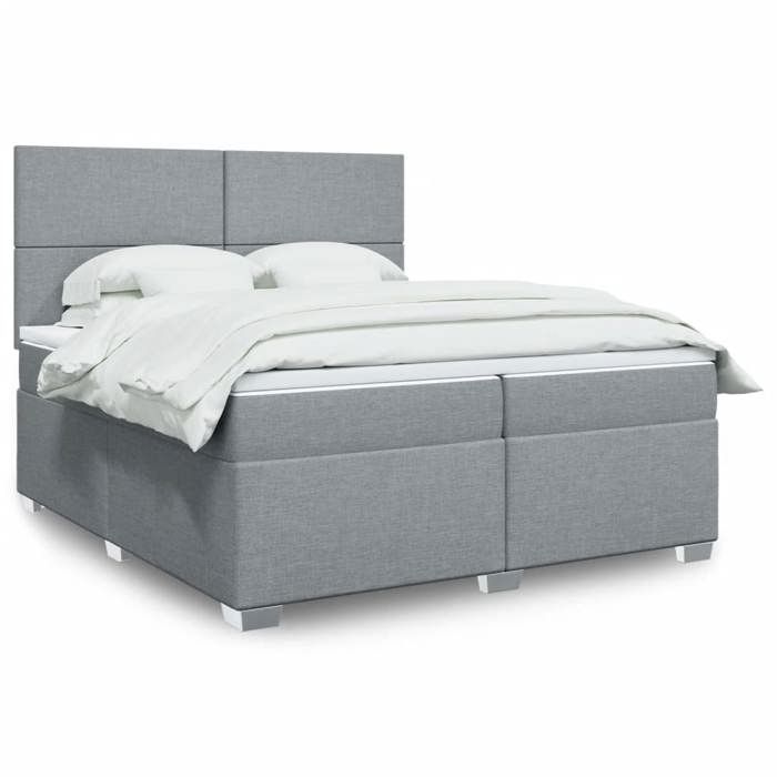 Maison Exclusive - Sommier à lattes de lit avec matelas Gris clair 200x200cm Tissu