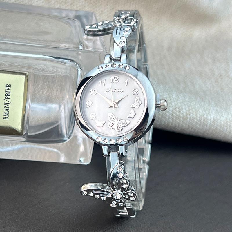 Браслет-часы с бриллиантами, изящные, маленькие, креативные, цифровые, женские, кварцевые