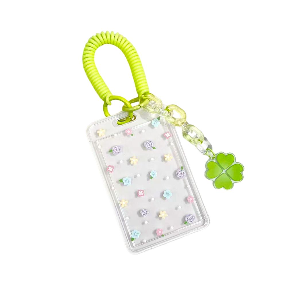 Id Badge Protector Sturdy Card Protector Case Sliding Card Case Transparent Cute Card Holder For Student Campus Office Workers