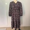 Plus Size Women's Autumn Fashion Comfortable Casual Print V Neck Long Sleeved Dress