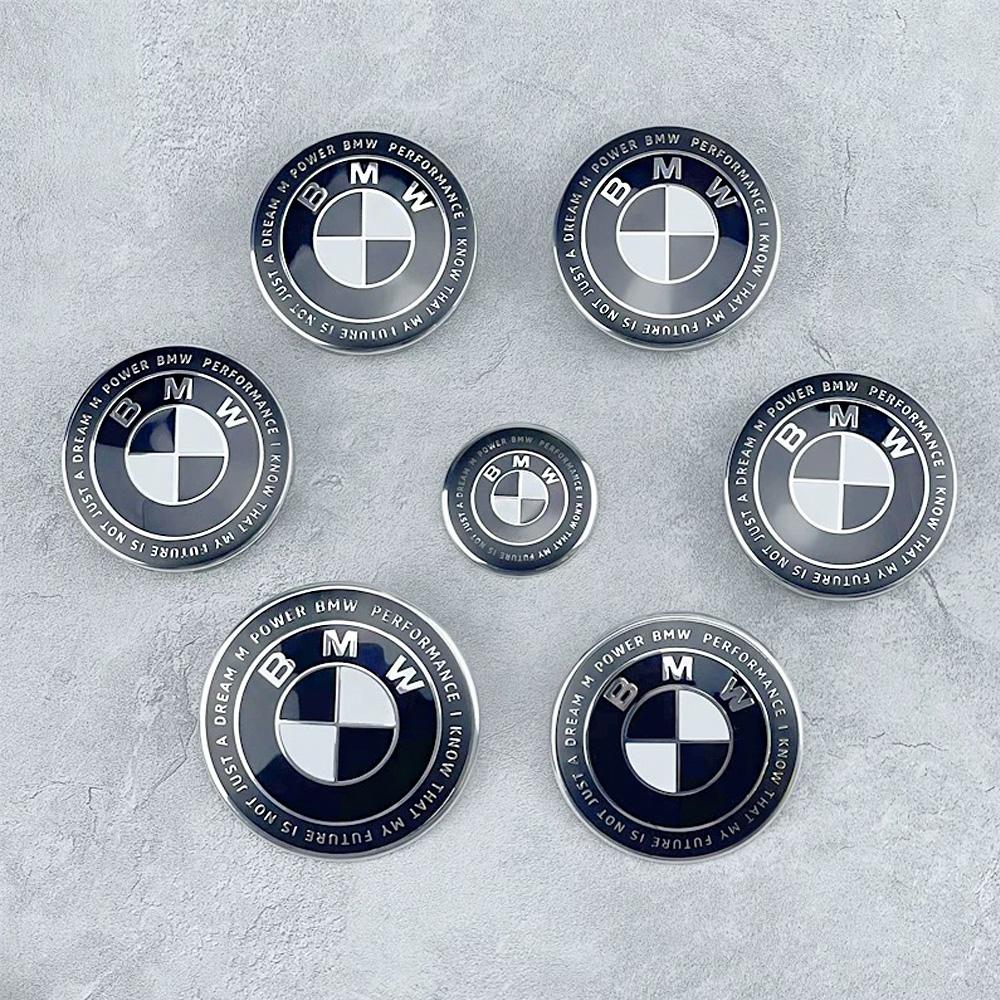 7Pcs car wheel center caps Blue-white Hood Emblem Rear Trunk logo For BMW mini E36 E46 F20 E90 E30 E91 F10 F30 X5 X3 accessories