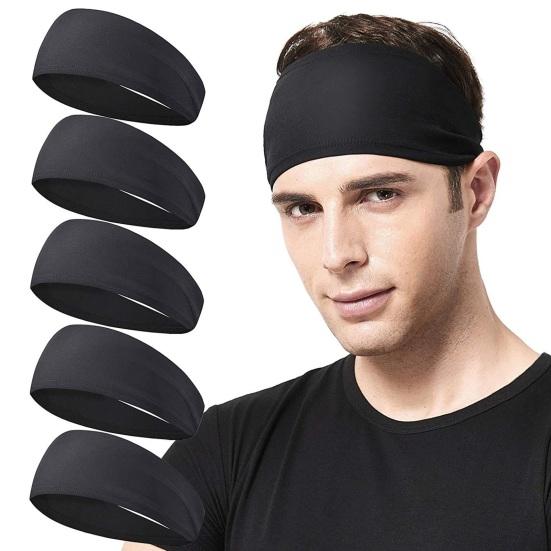 Men Sports Headband Moisture Wicking Wide Workout Headband Quick Drying Solid Color Running Cycling Sweatband Headband