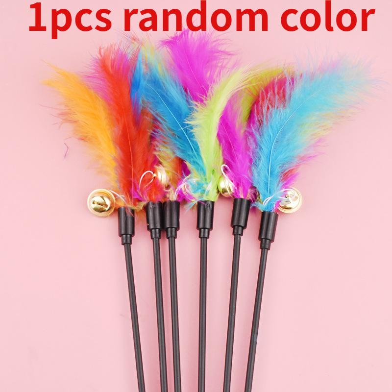 Забавный тизер для котят, интерактивная игрушка-удочка с колокольчиком и перьями, игрушки для кошек, интерактивная игрушка-тизер для домашних животных, игрушки для кошек, палка