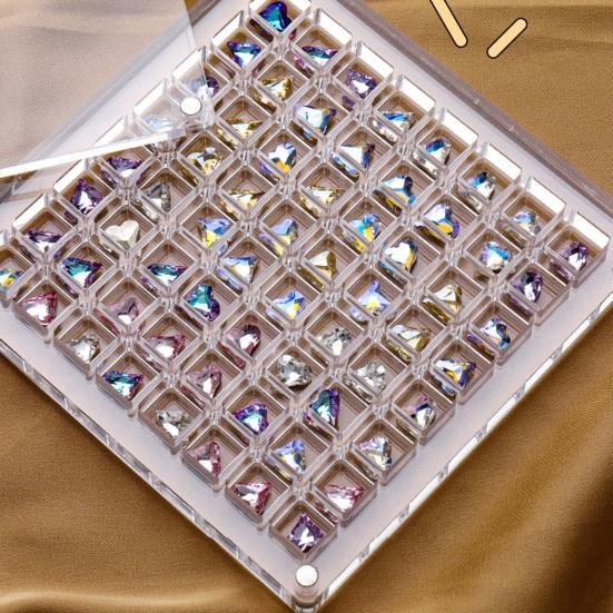 Акриловый органайзер для ногтей со стразами, сетка для хранения, легкий доступ, прозрачная коробка, инструмент, экологически чистые стразы для ногтей