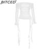 BITCED Осенний женский однотонный облегающий уличный топ с открытыми плечами, с длинными рукавами и открытой спиной