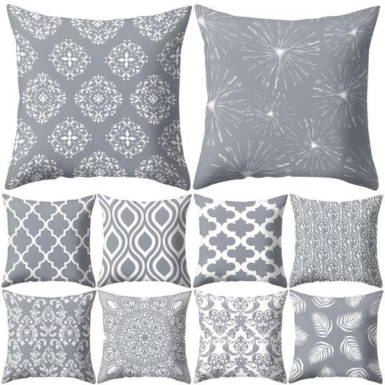 Серый квадратный плед с геометрическим рисунком, защитный чехол, чехол для подушки, постельные принадлежности