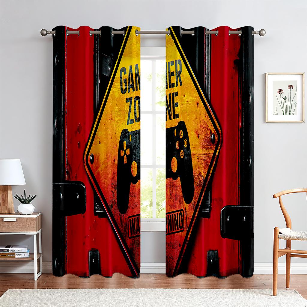 Gamepad Printed Curtains, Semi-Shading, Living Room, Bedroom, E-Sports Room Decorative Curtains, Customizable Patterns