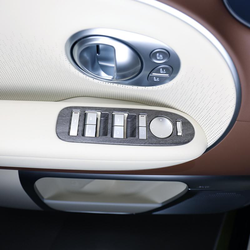 Interior Accessories Carbon Fiber Window Lift Switch Button Frame Trim Cover For Hyundai IONIQ 9 2025 2026 Car Supplies