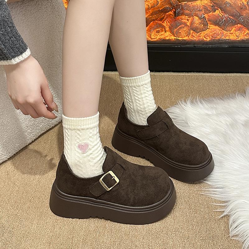 Толстоподошвенные увеличивающие рост женские Birkenstocks 2025 осень новая ленивые однопедальные ретро Birkenstocks одинарные туфли повседневные лоферы