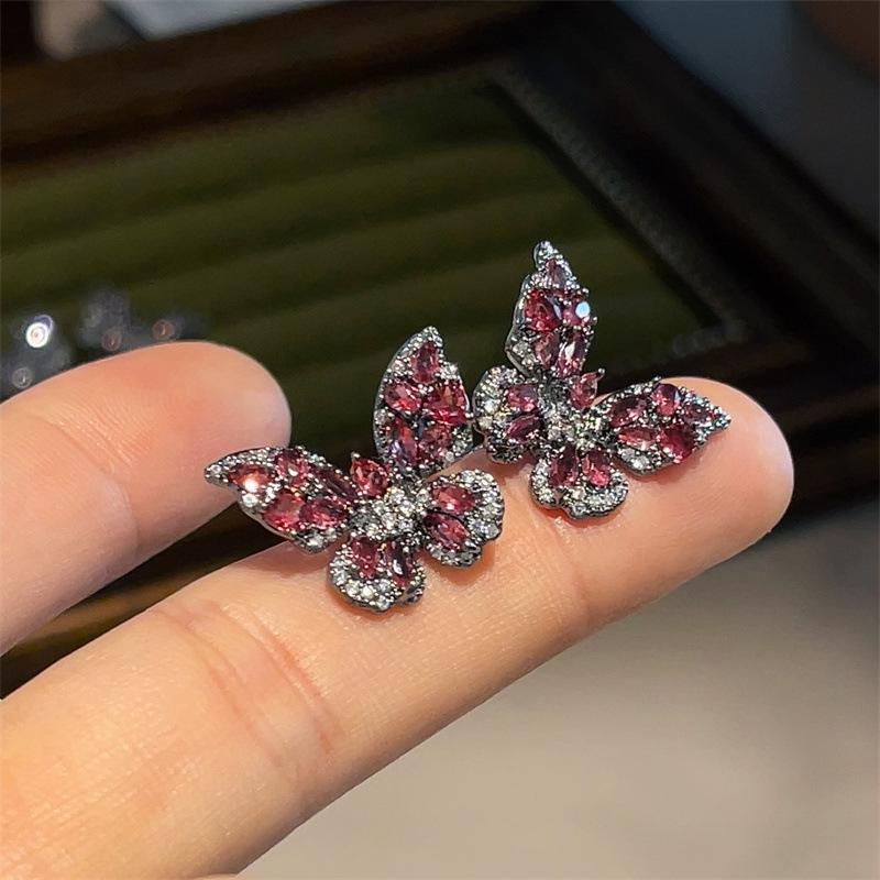 Серьги-бабочки из серебра 925 пробы — свежий корейский дизайн с гальваническим покрытием золотом, легкий роскошный стиль ниши