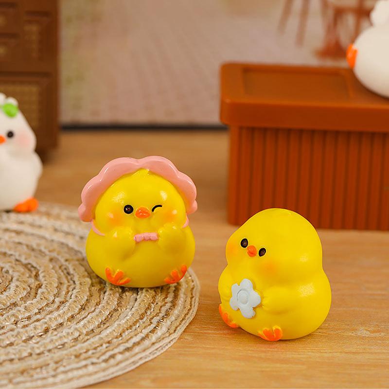 Миниатюрные фигурки, милые желтые цыплята, животные, микро-ландшафтные украшения для украшения дома, декор комнаты, настольные аксессуары