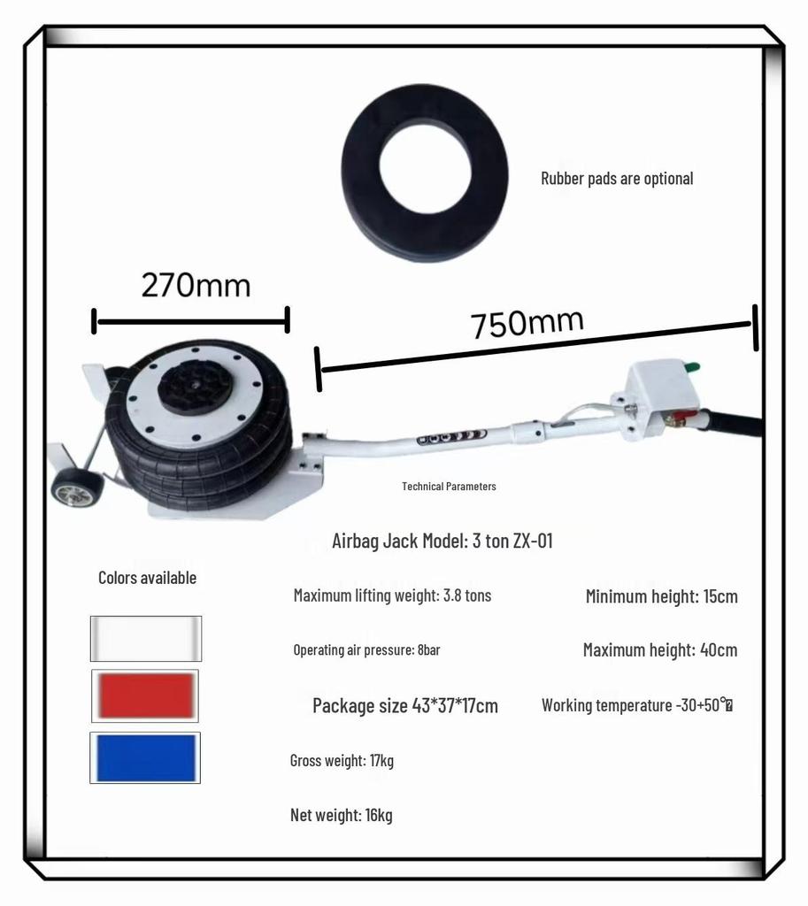3T5T6T Пневматический домкрат-подушка: Портативный горизонтальный складной дизайн