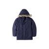 Hooded Solid Color Warm Loose Mid-Length Cotton Coat Men Coats Dark-Blue A1NEN433