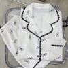 Elegant Sweet Black Lace Bow Print Pajamas for Women Casual Summer Cool Female Sleepwear Lady House Clothing