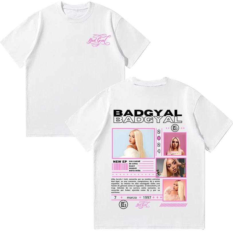 Графические футболки Рэпер Bad Gyal Хип-хоп Футболка Хлопок Высокого Качества Женская Одежда Харадзюку Поп Мужские Футболки Повседневные Y2K Уличная Одежда