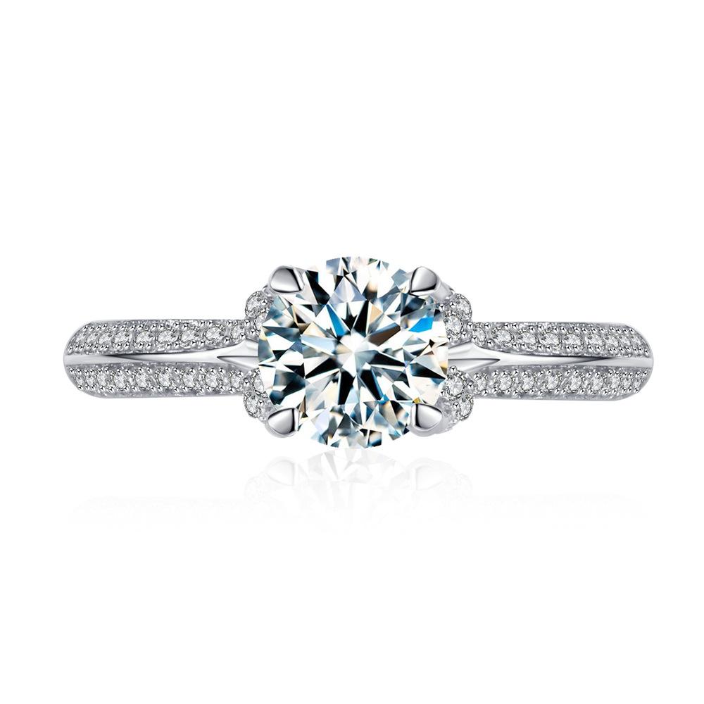 Vinregem 100% 925 Sterling Silver 3EX VVS1 D Color Round Cut 6 MM 0.8CT Real Moissanite Diamonds Women Ring Wedding Engagement Fine Jewelry Gifts