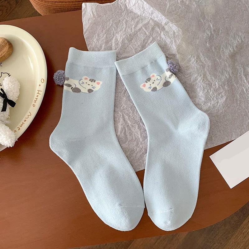 1 пара Хлопковые удобные носки с животными и яйцами Приятные к коже Мультяшные Мультяшные Многоэлементные Трехмерная печать