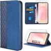 Protective Case - BOOLING - for Samsung Galaxy S25 FE - Navy Blue Leather Effect - Shockproof - 2 Tempered Glass